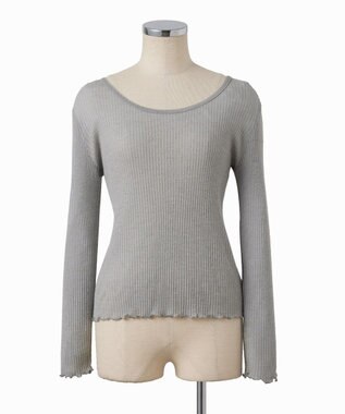 TOQUE 〈大草直子さんアドバイザー〉ベビーアルパカ×シルク ２WAYリブトップス グレー