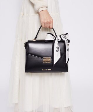 Maison de FLEUR トップハンドルスカーフバッグ Black