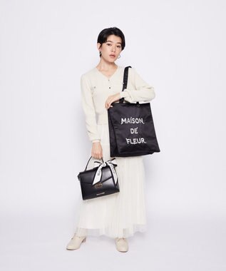 Maison de FLEUR トップハンドルスカーフバッグ Black