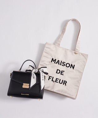 Maison de FLEUR トップハンドルスカーフバッグ Black
