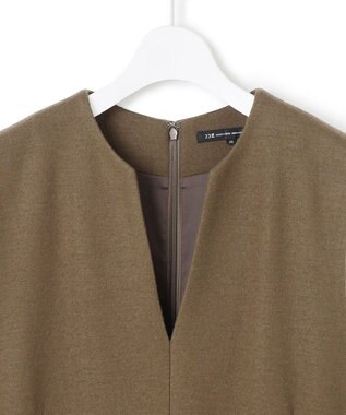 23区 S ウールミルドジャージー ボックスタック ジャンパースカート カーキ系