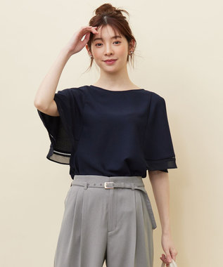 ANY SIS S 【洗える】フレアスリーブ ブラウス ネイビー