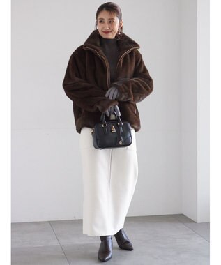 Te chichi モールリブスタンドネックニット チャコールグレー