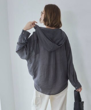 WEGO 【2026年春夏新作】シアーフードシャツ ブラック中濃色