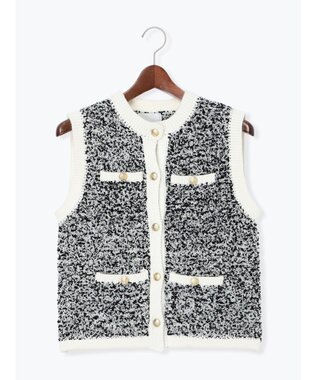 Te chichi ツイードニットベスト ブラック