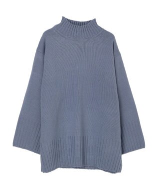 earth music&ecology アンチピリングリブハイネックチュニック Blue