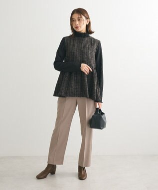 Green Parks ラメツィードペプラムベスト Black