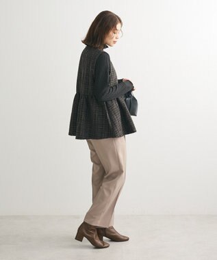 Green Parks ラメツィードペプラムベスト Black