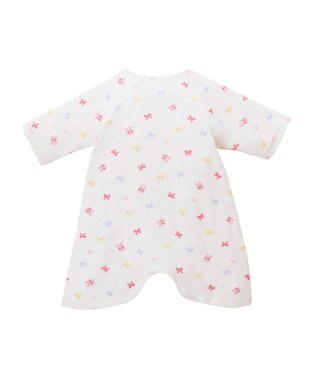 MIKI HOUSE HOT BISCUITS 【50-60cm】 フライス素材の総柄コンビ肌着 ピンク