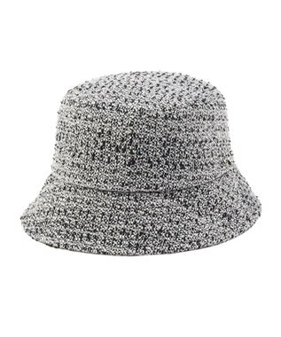 MOONBAT PAUL & JOE ACCESSOIRES 【サイズ調整可】ネコチャーム付ツイードバケットハット UV ブラック