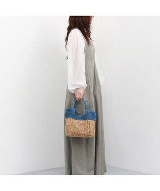 UNBILLION カシュカシュ cachecache / 切り替え編みクロッシェ2wayミニトート ブルー