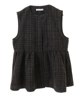 Green Parks ラメツィードペプラムベスト Black