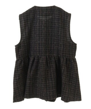 Green Parks ラメツィードペプラムベスト Black