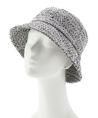 MOONBAT PAUL & JOE ACCESSOIRES 【サイズ調整可】ネコチャーム付ツイードバケットハット UV ブラック