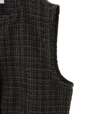 Green Parks ラメツィードペプラムベスト Black