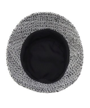 MOONBAT PAUL & JOE ACCESSOIRES 【サイズ調整可】ネコチャーム付ツイードバケットハット UV ブラック