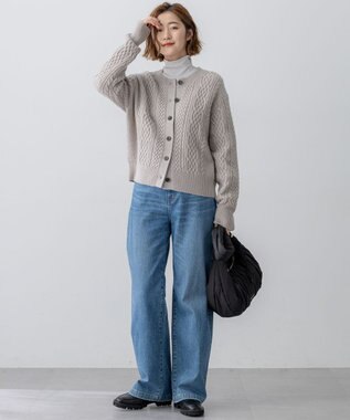 23区 S 【洗える】カシミヤブレンド ケーブルニットカーディガン ベージュ系