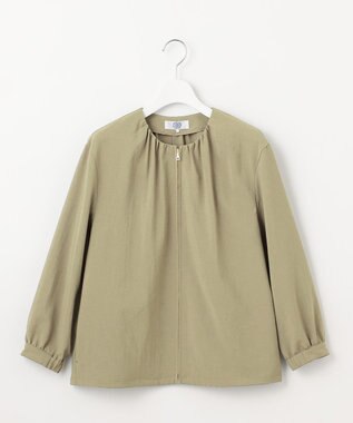 J.PRESS LADIES S 【洗える・接触冷感・防シワ・吸水速乾】BREEZE COOL  ノーカラー ブルゾン カーキ系