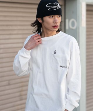 WEGO ポケット刺繍BIG　T（長袖） ホワイト