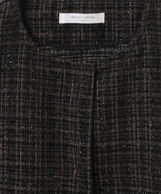 Green Parks ラメツィードペプラムベスト Black