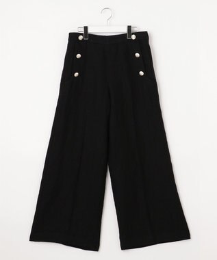自由区 【XSサイズ～】ブライトリネンオックス ワイドパンツ ブラック系