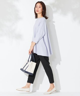 ANY 【洗える】テントライン カットソー サックスブルー系