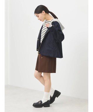 earth music&ecology パーカー付きミリタリーブルゾン Navy