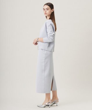 ICB L 【洗える】コットンポリエステルスムース ニットスカート シルバー系