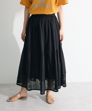 Green Parks Ｉ　裾レースティアードスカート Black
