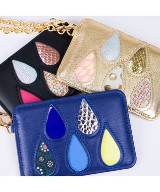 tsumori chisato CARRY ドロップス パスケース 定期入れ チェーンストラップ付き【かわいいデザイン！本革のやわらかな風合い】 ブルー