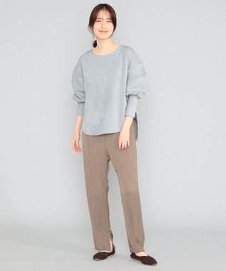 SHARE PARK LADIES 【洗える】アンティークサテンプリーツパンツ ダークブラウン系