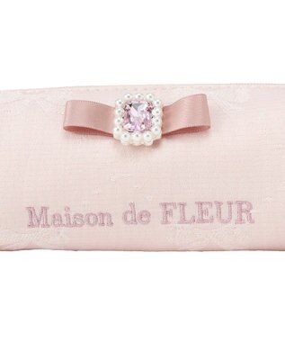 Maison de FLEUR リボンジャカードパールビジューロングポーチ Pink