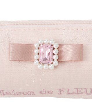 Maison de FLEUR リボンジャカードパールビジューロングポーチ Pink
