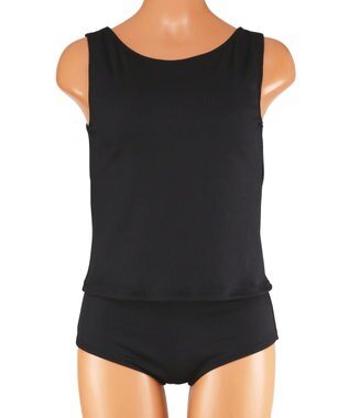 San-ai Resort（三愛水着楽園） 【再入荷】WEB限定商品　ポケット付きハーフジップラッシュパーカー＋リブタンキニ水着+レギンス5点セット【Beach Queen（ビーチクイーン）】 ライトグレー