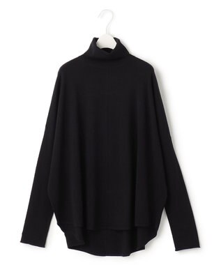 ICB 【洗える】 ヴィスコースワイド タートルネックプルオーバー ブラック系