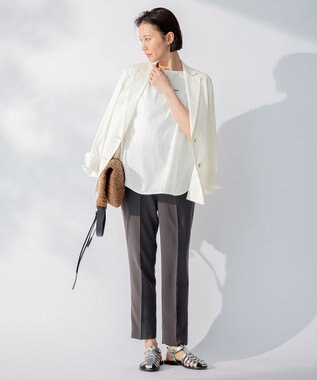 自由区 【洗える】2WAYツイル テーパードパンツ カーキ系