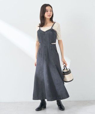 earth music&ecology サイドカットデニムキャミワンピース Black