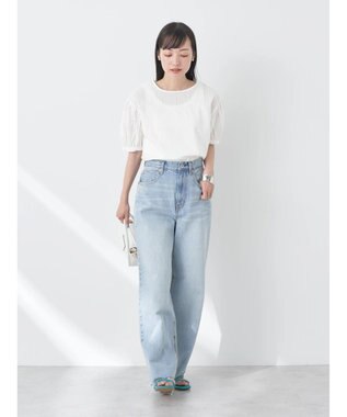 earth music&ecology 刺繍パフスリーブブラウス Off White