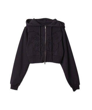 WEGO バタフライWジップショートパーカー ダークグレー