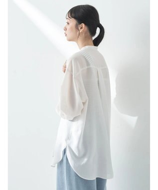 earth music&ecology シアーバンドカラーシャツ Off White