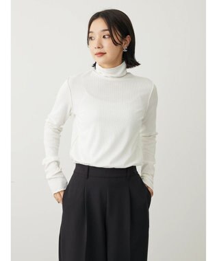 Green Parks カットリブタートルネックプルオーバー Ecru