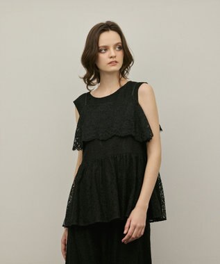 GRACE CONTINENTAL レイヤードレーストップ ブラック