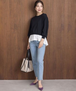 組曲 ストレッチクリアドッキング ニットプルオーバー ブラック系