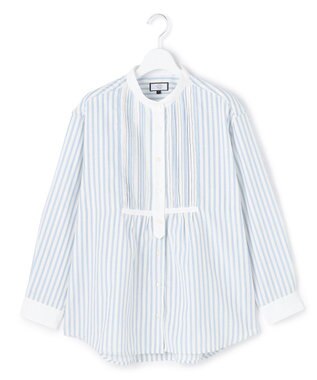 J.PRESS YORK STREET 【WOMEN】ピンタック バンドカラーストライプブラウス