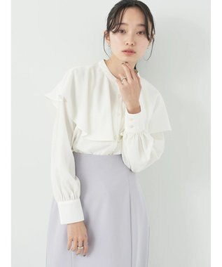 earth music&ecology ケープカラーブラウス Off White