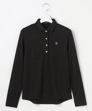 23区GOLF 【WOMEN】モノグラムジャガード長袖ポロシャツ ブラック系