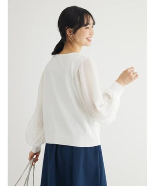 Green Parks プリーツ袖ニットプルオーバー Off White