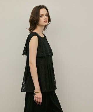 GRACE CONTINENTAL レイヤードレーストップ ブラック