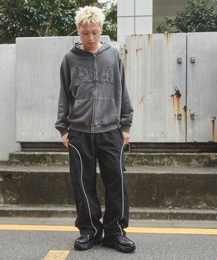 WEGO 【ユニセックス着用ITEM/ウエストゴム】イージーパイピングカーゴパンツ ブラック