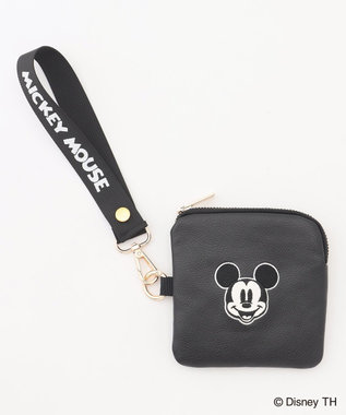 ANY 【ディズニー】ミッキーマウス／フェイクレザースクエアポーチ ブラック
